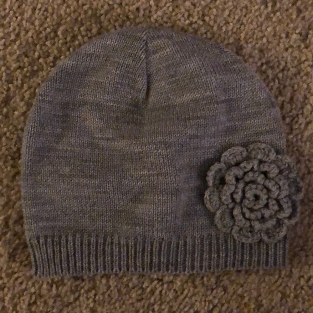 Grey floral beanie